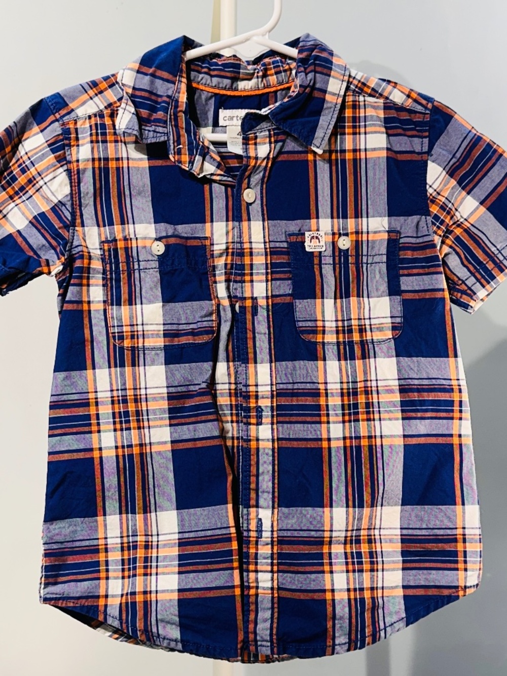 Carter's Boys Plaid Button Up Shirt, sz 4T (A66)